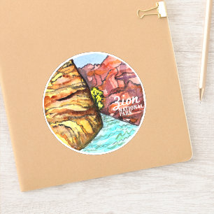 Zion Nationalpark-Utah-Aquarell Aufkleber