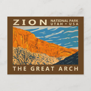 Zion Nationalpark Utah Der Große Bogen 2 Vintage Postkarte