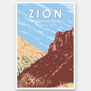Zion Nationalpark Utah Der Große Bogen Vintag Aufkleber