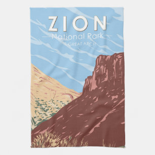 Zion Nationalpark Utah Der Große Bogen Vintage Geschirrtuch