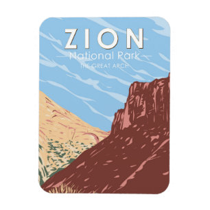 Zion Nationalpark Utah Der Große Bogen Vintage Magnet