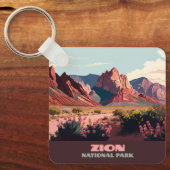 Zion Nationalpark Utah Gebirge Vintag Schlüsselanhänger (Vorderseite)