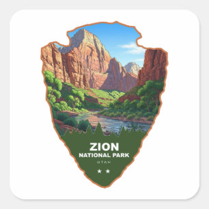 Zion Nationalpark Utah Pfeilspitze Quadratischer Aufkleber