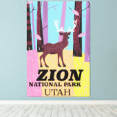 Zion Nationalpark Utah Reiseplakat. Leinwanddruck (Insitu (Holzboden))