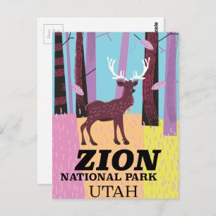 Zion Nationalpark Utah Reiseplakat. Postkarte