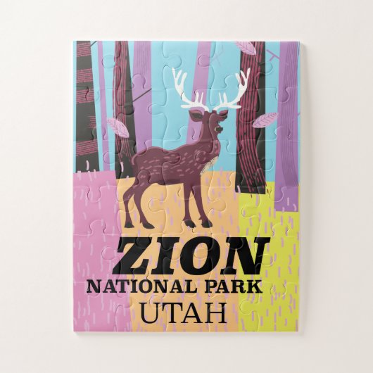 Zion Nationalpark Utah Reiseplakat. Puzzle (Vertikal)