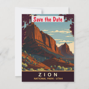 Zion, Nationalpark Utah, Reisepostkarte Save The Date