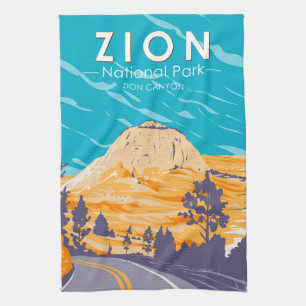 Zion Nationalpark Utah Zion Canyon Road Vintage Geschirrtuch
