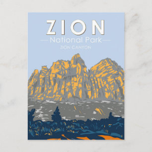 Zion Nationalpark Utah Zion Canyon Vintage Postkarte