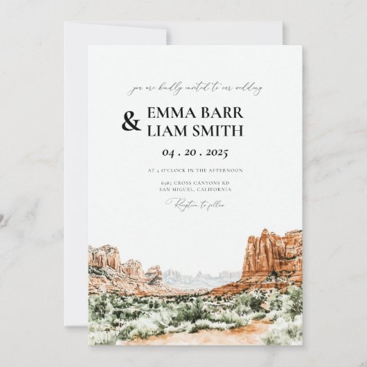 ZION Nationalpark Vintage Hochzeit Einladung (Vorderseite)