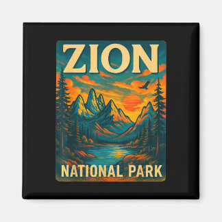 Zion Nationalpark Vintage-Reise Outdoor Magnet