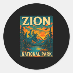 Zion Nationalpark Vintage-Reise Outdoor Runder Aufkleber