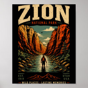 Zion Nationalpark vintage retro Canyon Outdoor Poster