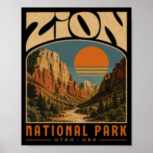 Zion Nationalpark vintage retro Canyon Outdoor Poster