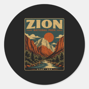 Zion Nationalpark vintage retro Canyon Outdoor Runder Aufkleber