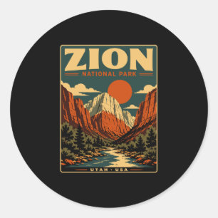 Zion Nationalpark vintage retro Canyons Outdoor Runder Aufkleber