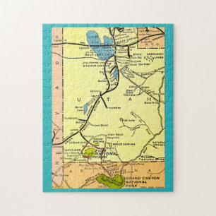 Zion Park Grand Canyon 11x14 Vintage-Kartenpuzzle Puzzle