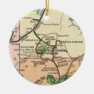 Zion Park Vintage Karte  Keramik Ornament