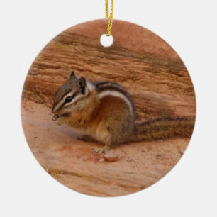 Zion-Streifenhörnchen auf roten Felsen Keramik Ornament