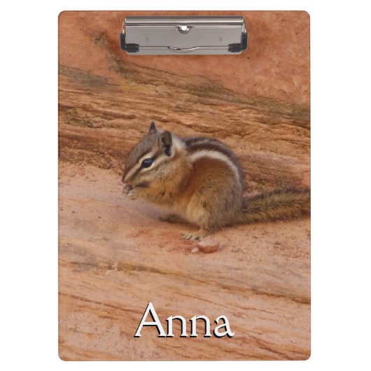 Zion-Streifenhörnchen auf roten Felsen Klemmbrett (Vorderseite)