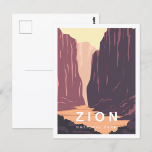 Zion Utah Famous Travel Place Illustration Postkarte