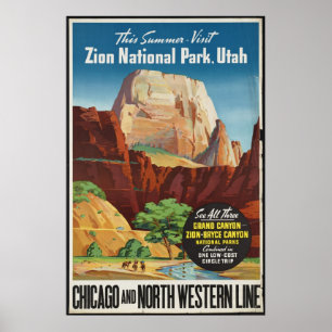 Zion Utah Vintage Reise-Plakat-Anzeigen-Retro Poster