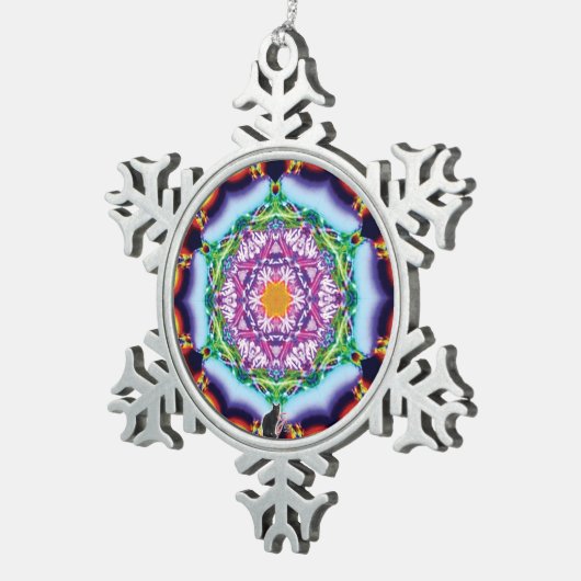 Zionesque Kaleidoskop Schneeflocken Zinn-Ornament (Rechts)