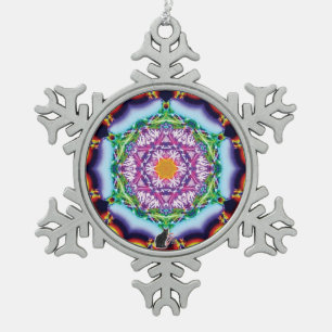 Zionesque Kaleidoskop Schneeflocken Zinn-Ornament