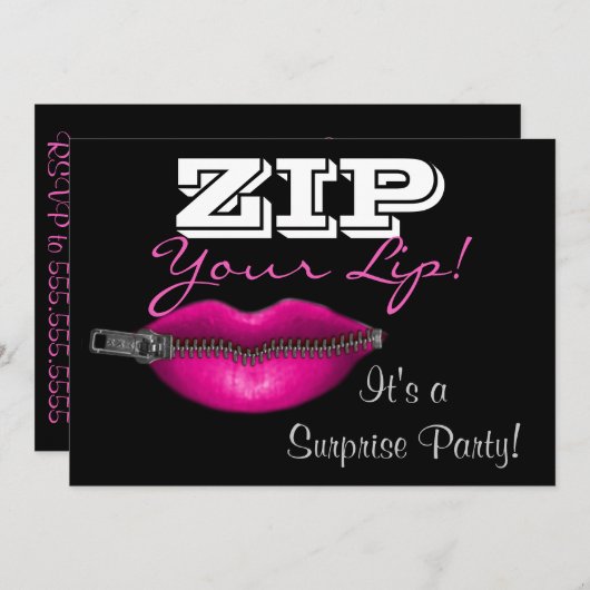 ZIP Ihre Lippenüberraschung Party laden heißen ros Einladung (Vorne/Hinten)