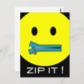'zip it FACE POSTCARD Postkarte (Vorne/Hinten)