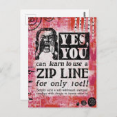 Zip Line - Funny Vintage Ad Postkarte (Vorne/Hinten)