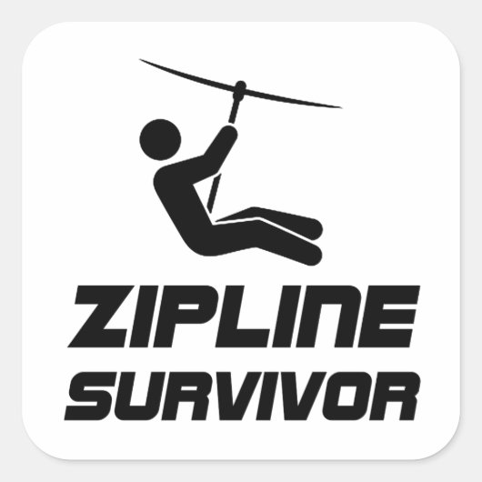 Zip Line Survivor Quadratischer Aufkleber (Vorderseite)