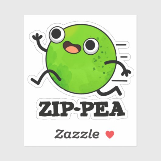 Zip-pea Funny Zippy Pea Pun Aufkleber (Blatt)
