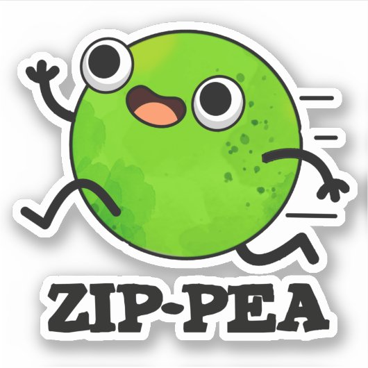 Zip-pea Funny Zippy Pea Pun Aufkleber (Vorderseite)