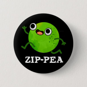 Zip-pea Funny Zippy Pea Pun Dark BG Button