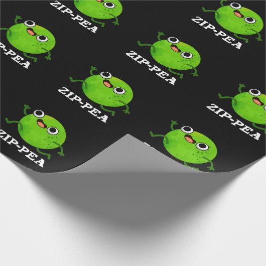 Zip-pea Funny Zippy Pea Pun Dark BG Geschenkpapier (Ecke)