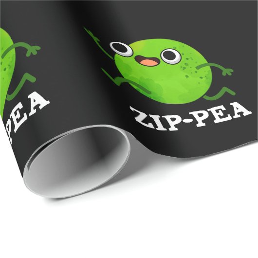 Zip-pea Funny Zippy Pea Pun Dark BG Geschenkpapier (Rolleneckpunkt)