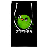 Zip-pea Funny Zippy Pea Pun Dark BG Kleine Geschenktüte (Vorderseite)