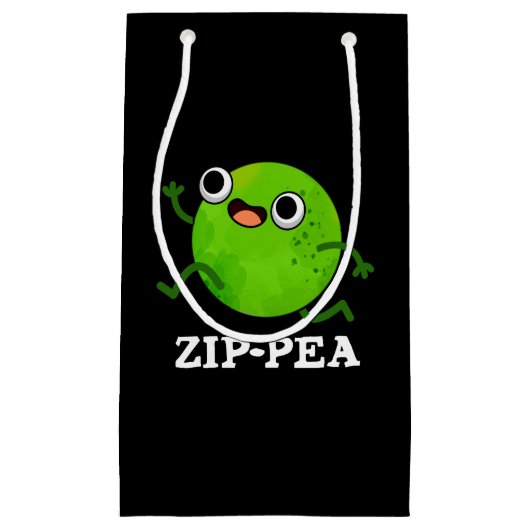 Zip-pea Funny Zippy Pea Pun Dark BG Kleine Geschenktüte (Vorderseite)
