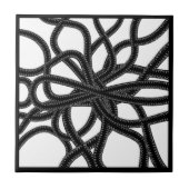 Zip schwarz auf weißer Krümmung symmetrisches Must Fliese (Vorderseite)