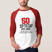 Zip to Zap 50-jähriger Raglan-T - Shirt (Vorderseite)
