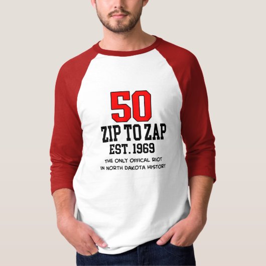 Zip to Zap 50-jähriger Raglan-T - Shirt (Vorderseite)