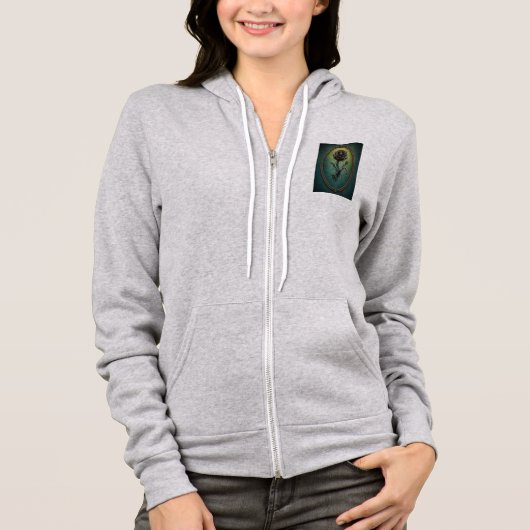 Zip-up hoodie with a surrealistic stone rose (Vorderseite)