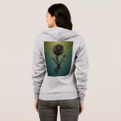 Zip-up hoodie with a surrealistic stone rose (Schwarz voll)