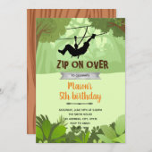 Zipline Junge Geburtstagseinladung Dankeskarte (Vorne/Hinten)