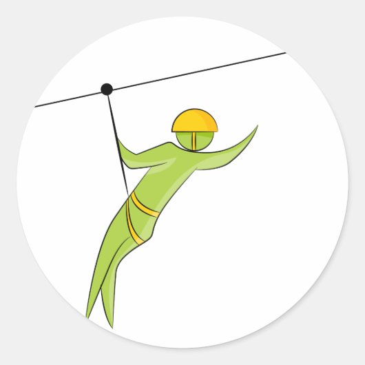 Zipline Rider Strichmännchen Icon Runder Aufkleber (Vorderseite)