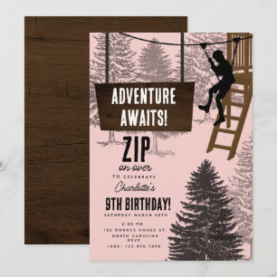 Zipline-Seilparcours Outdoor-Park-Abenteuer Geburt Einladung