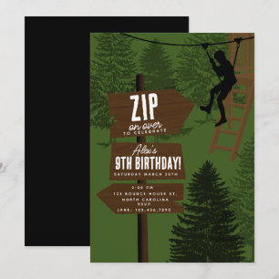 Zipline-Seilparcours Outdoor-Park-Abenteuer Geburt Einladung