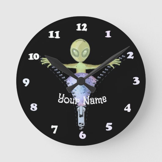 Zipper Alien Runde Wanduhr (Vorderseite)