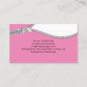Zipper Business Card für die rosafarbene Mode Visitenkarte (Rückseite)